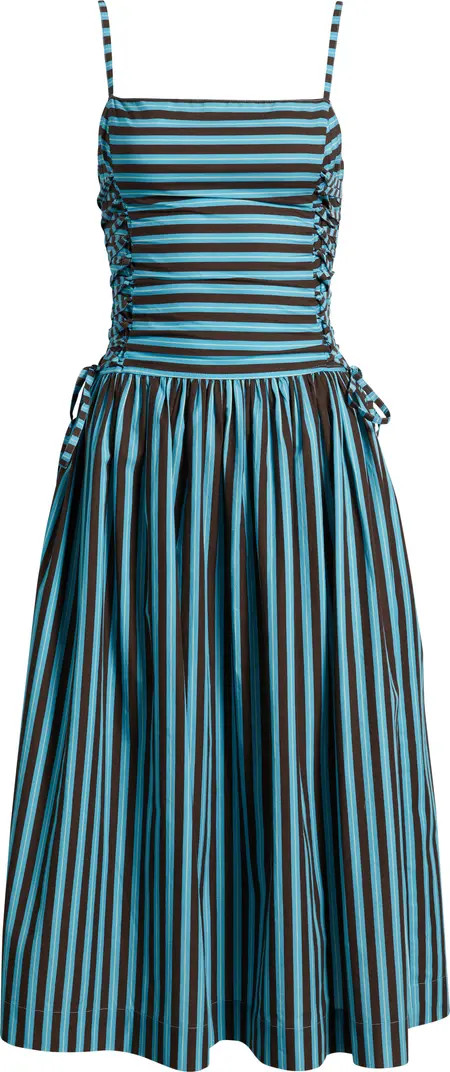 Angelina Stripe Lace-Up Side Midi Sundress | Nordstrom