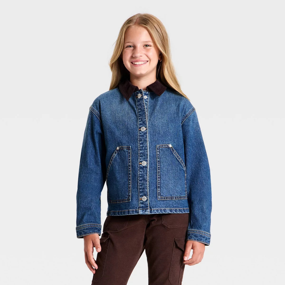 Girls' Denim Barn Jacket - art class\u2122 Medium Wash XXL | Target