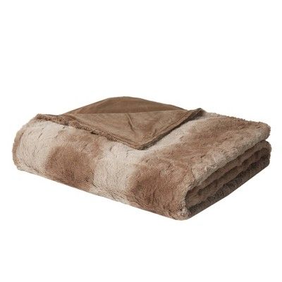 Marselle Faux Fur 12lbs Weighted Blanket Tan - Beautyrest | Target