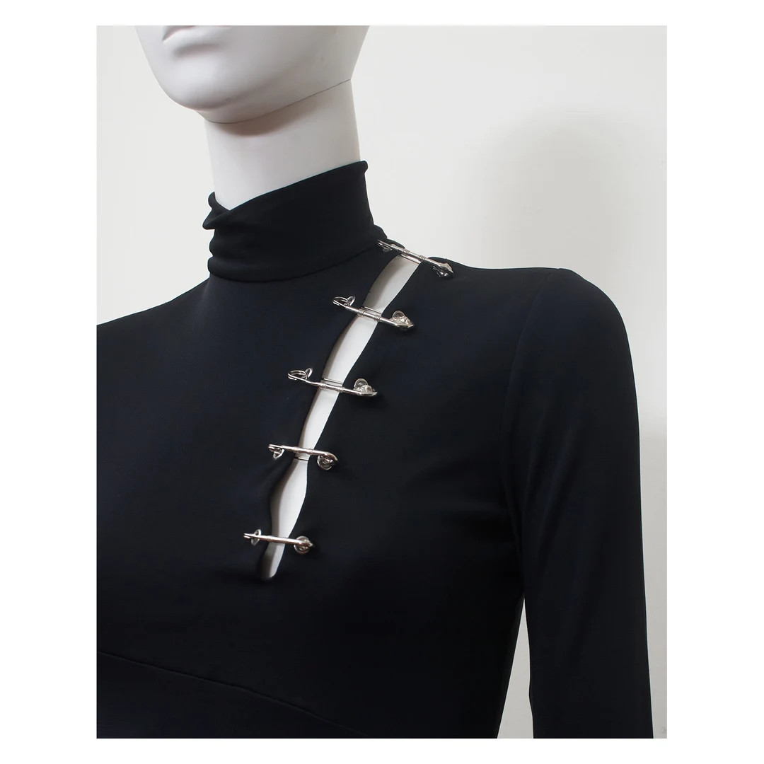 Vintage VERSACE VERSUS Black Safety-Pin Cocktail Dress | Etsy (US)