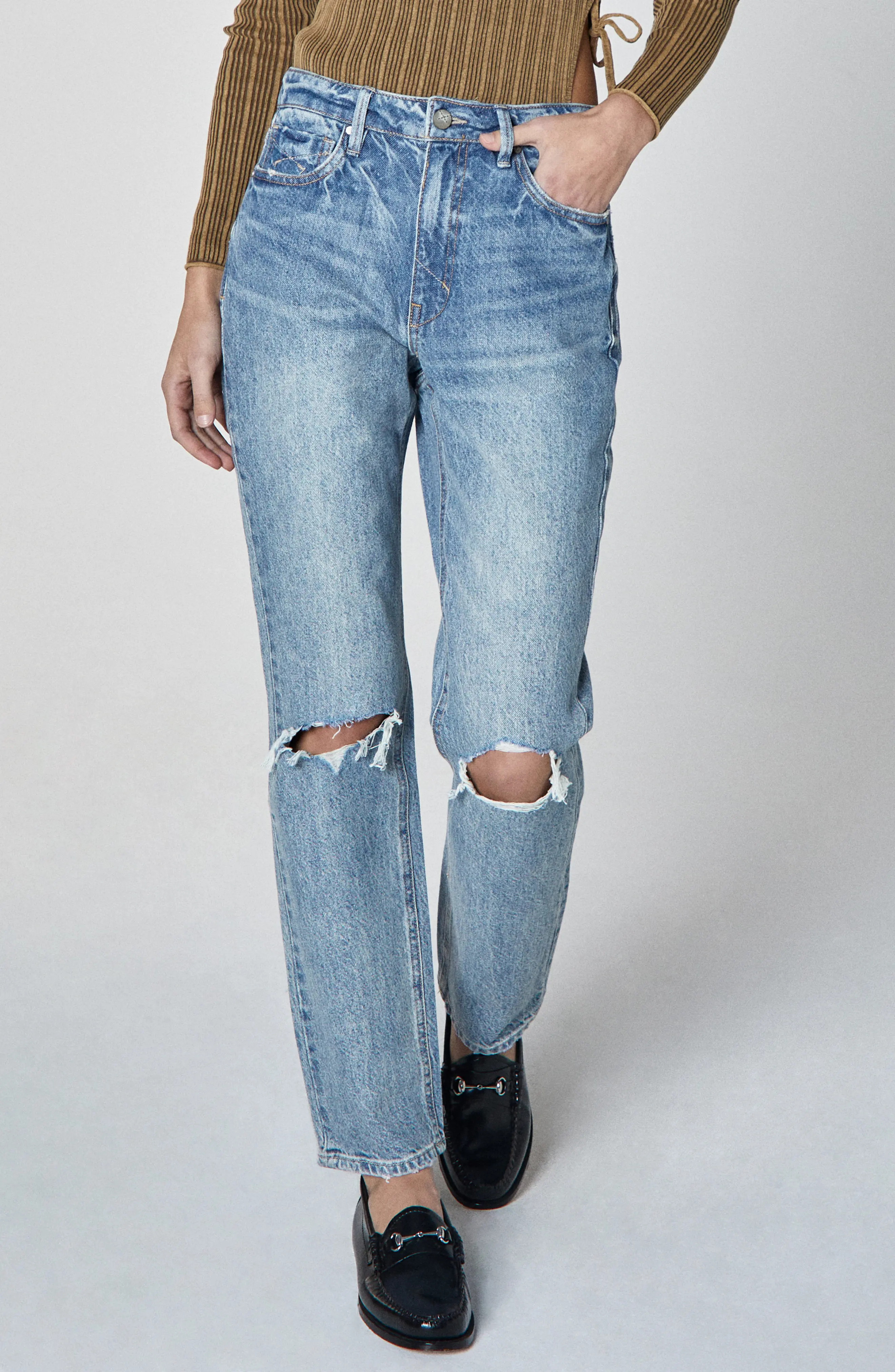 Unpublished Willa Ripped High Waist Straight Leg Jeans (Women) | Nordstrom | Nordstrom