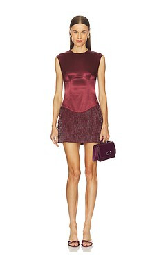 Camila Coelho Peyton Embellished Mini Dress in Burgundy from Revolve.com | Revolve Clothing (Global)