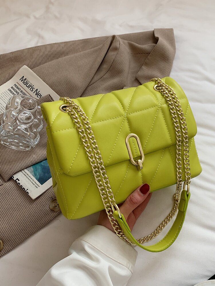 Quilted Embossed Flap Chain Bag | SHEIN