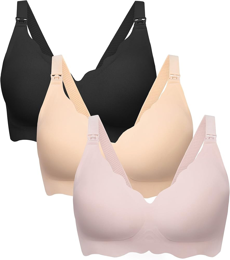 Angelhood Nursing Bras for Breastfeeding Ultra Comfort Seamless Maternity Bra Pack Wireless Pregn... | Amazon (US)