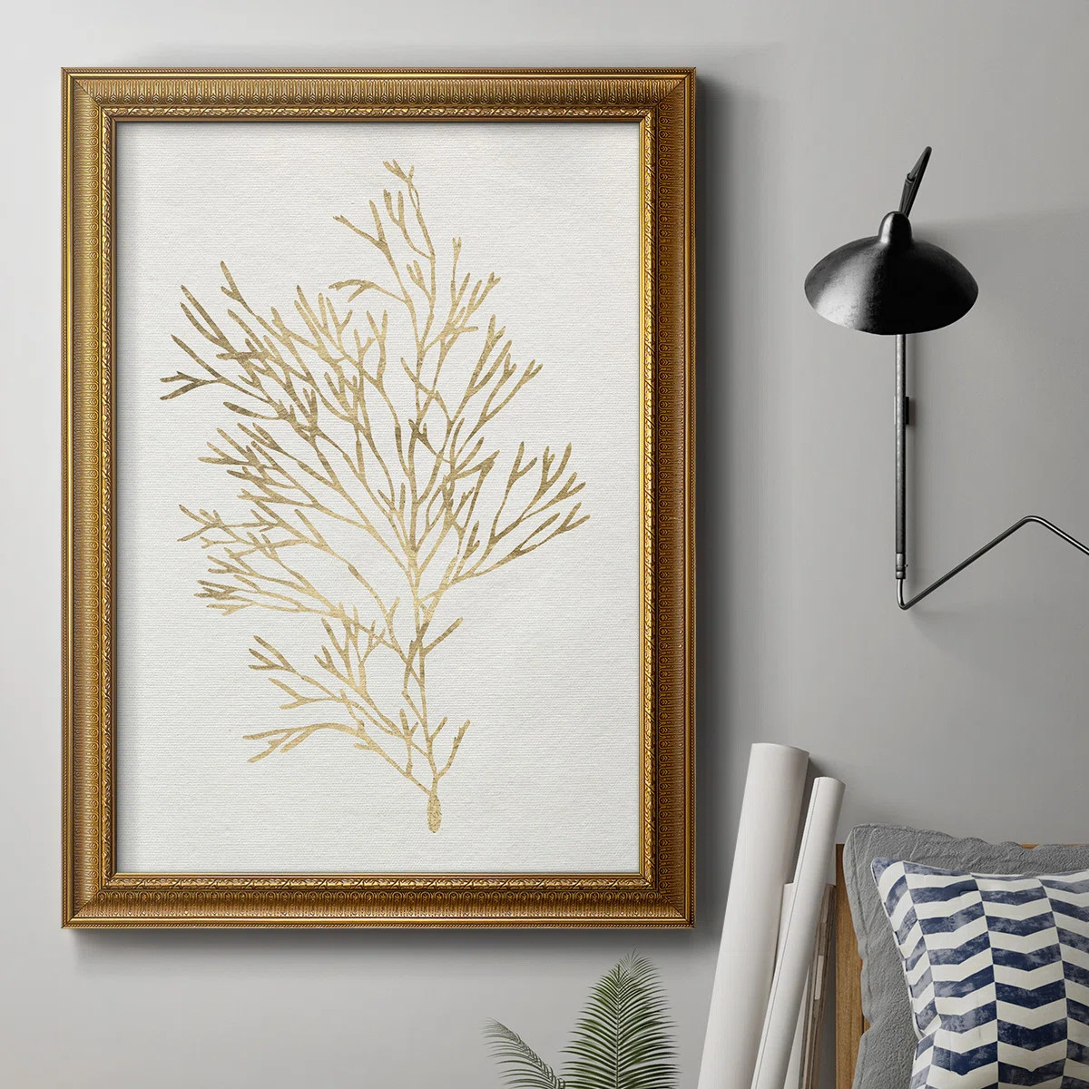 Gilded Algae VII - Picture Frame Print on Canvas | Wayfair North America