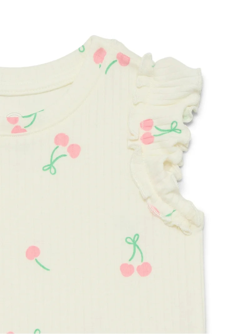 Wonder Nation Baby Girls Tee with Flutter Sleeves, Sizes 0-24 Months | Walmart (US)