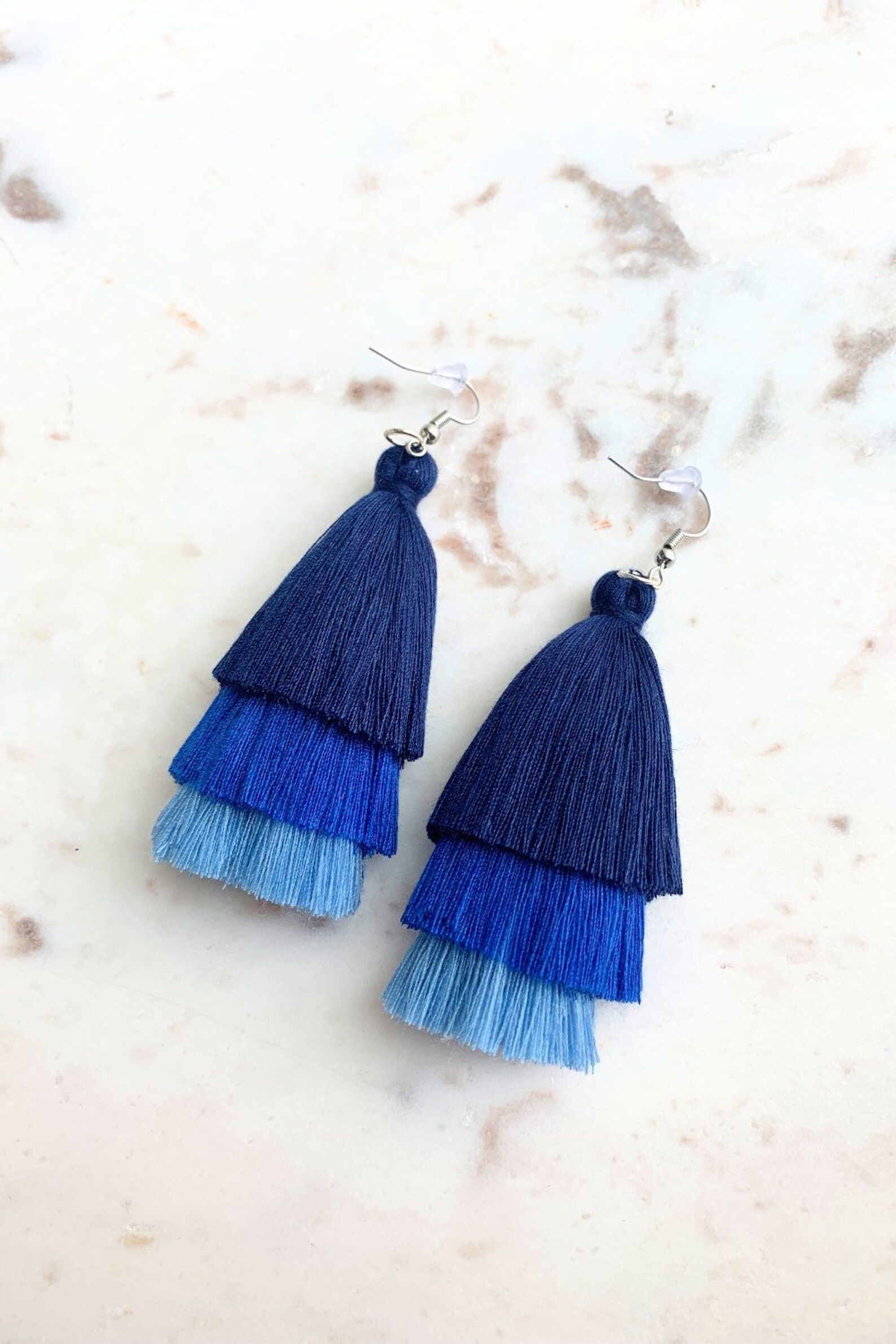 Blue Tassel Earrings Tassel Earrings Stacked Tassel | Etsy | Etsy (US)