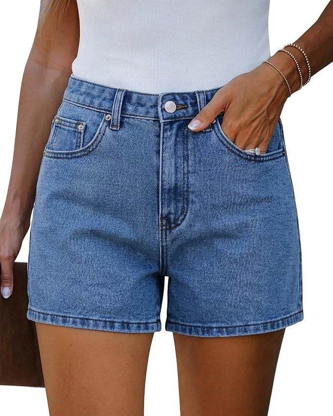 EMMIOL Jean Shorts Womens High Waisted Stretchy Jorts Summer | Vintage Button Y2K Denim Short Mid... | Amazon (US)