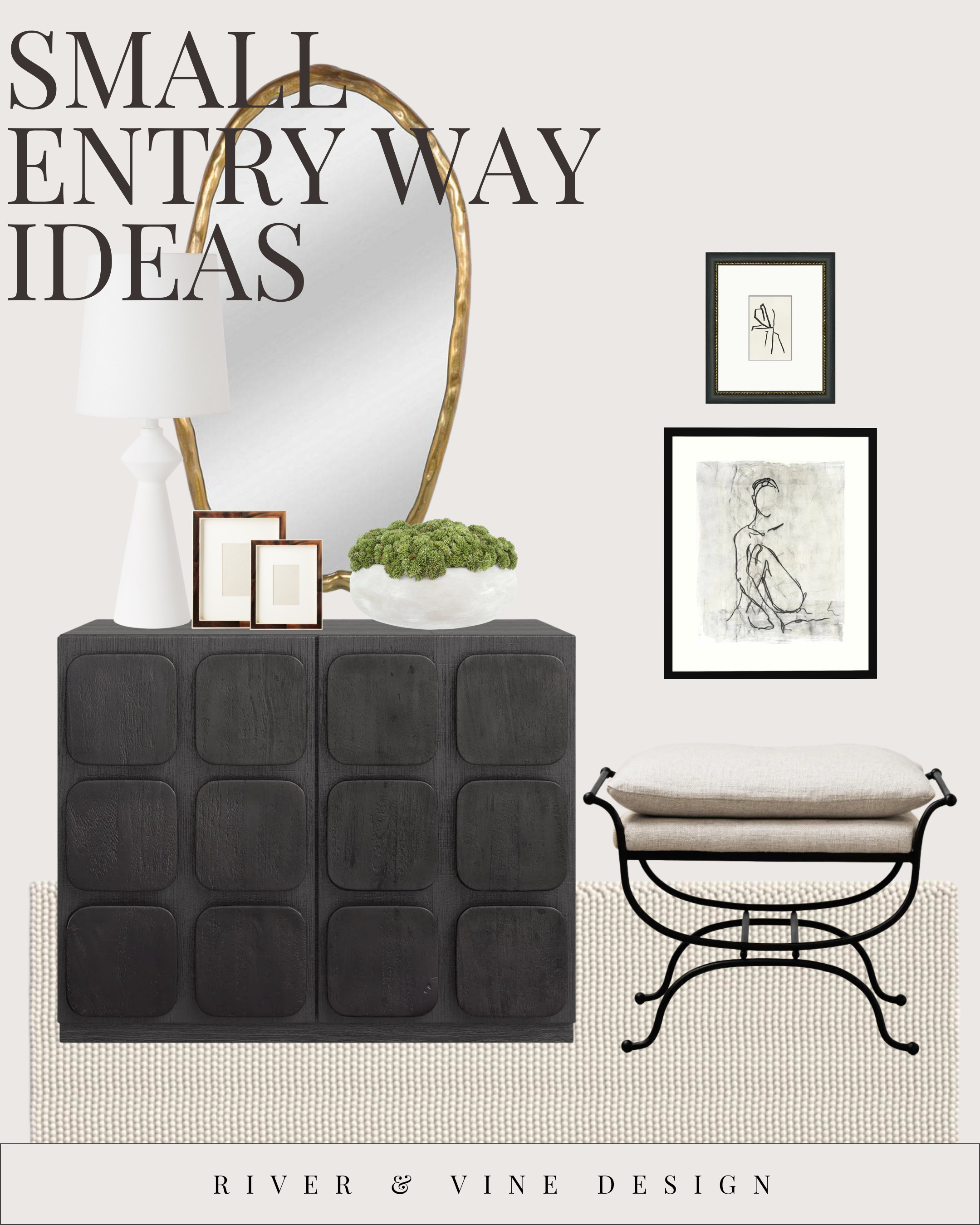Small Entryway, Big Style Ideas 🖤

Designing a small entryway? Start with three essentials:
✔️ A statement console
✔️ Oversized mirror to bounce light
✔️ Layered art + functional seating

This combo adds depth, texture, and that “designer, but livable” feel — without needing a full foyer.

small entryway decor ideas, modern entryway styling, black console table, neutral foyer bench, entryway mirror decor, minimalist entryway design, River & Vine Design 

 #LTKHome