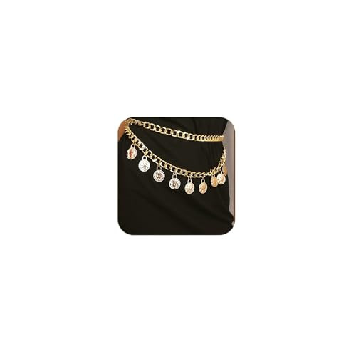 MODRSA Gold Belt Chain Belt for Women Fashion Plus Size Gold Coin Metal Waist Belts Chains Layered Body Chain Pirate Waist Chains Jewelry for Women Trendy Belly Belts Dress Pirate Costume Accessories | Amazon (US)