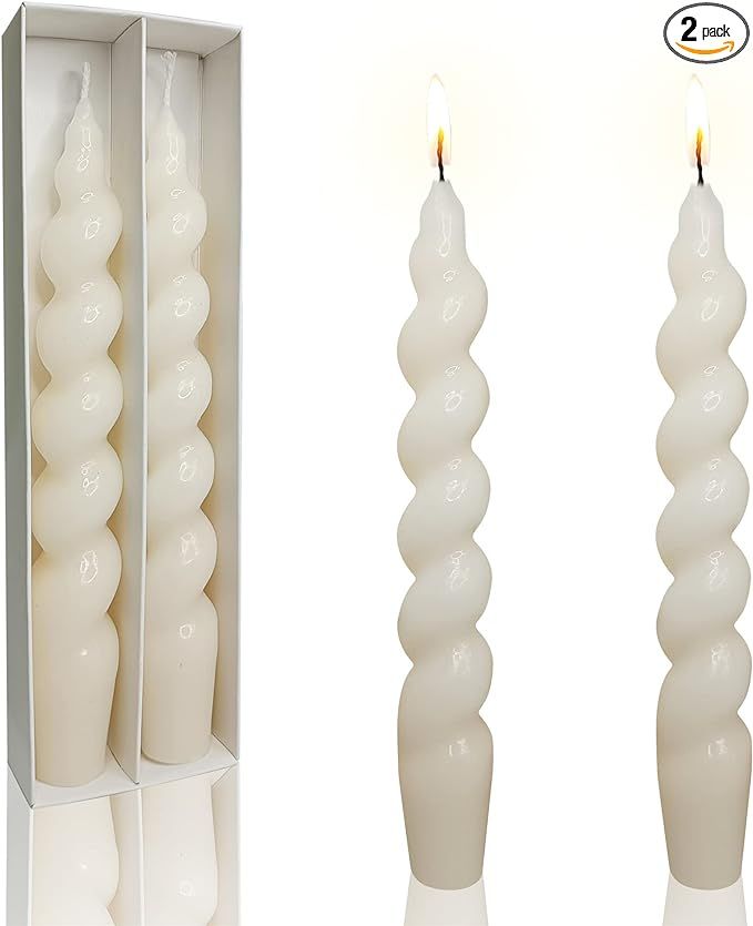 Short Taper Candle White Candlesticks - Gedengni 7 Inch Spiral Taper Candles Twist Candle Sticks ... | Amazon (US)