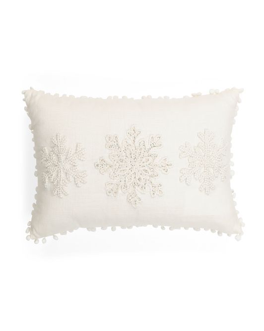 14x20 Embroidered 3 Snowflakes Pillow | TJ Maxx