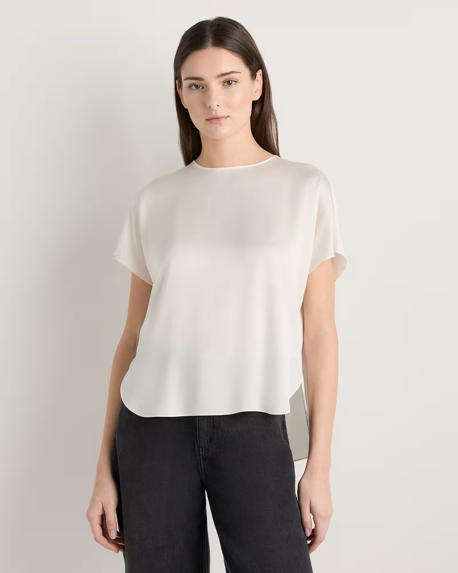 Washable Stretch Silk Split Hem Tee | Quince