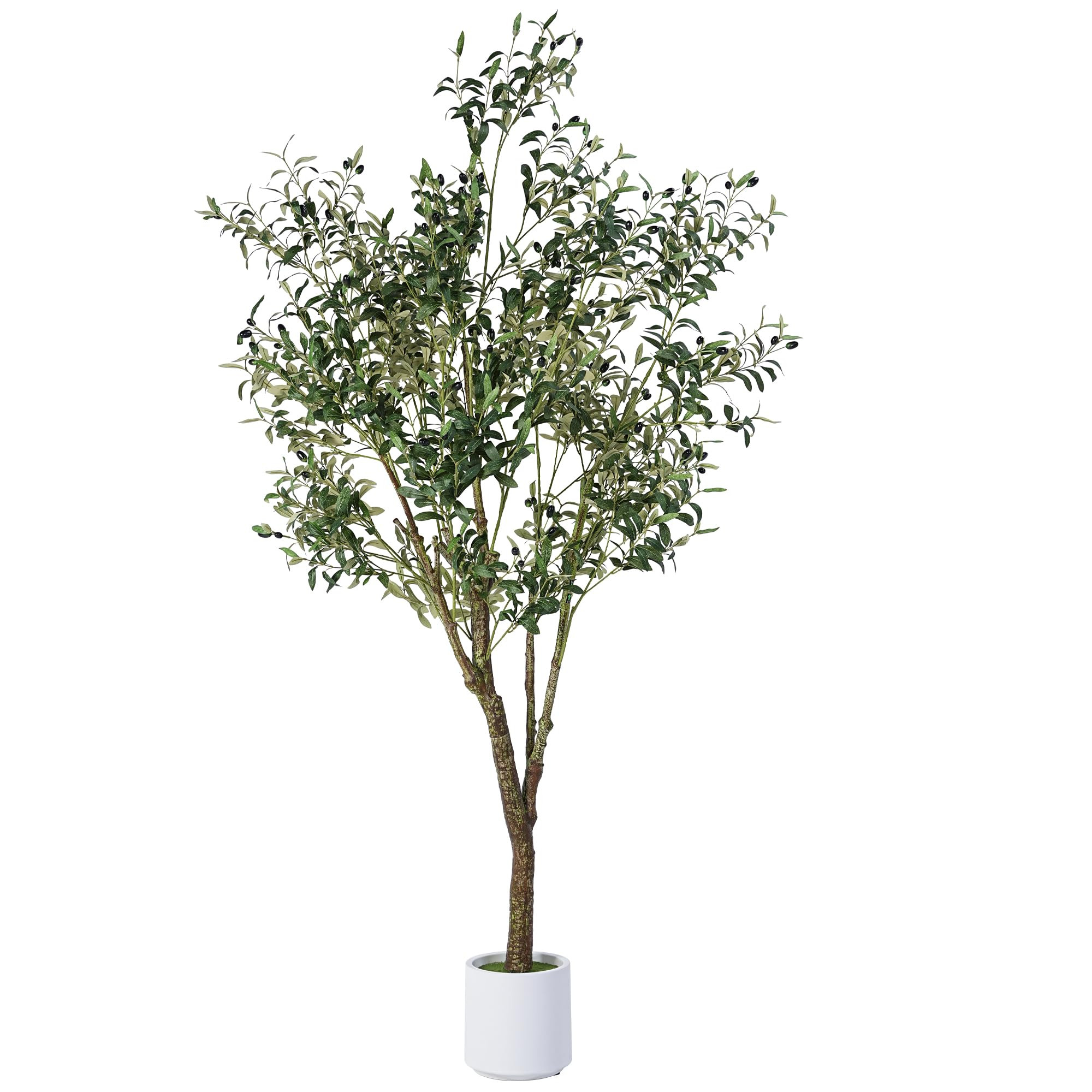 Artificial Olive Tree 7FT, Indoor Fake Silk Plant with Realistic Trunk, Leaves, Fruits and White ... | Amazon (US)