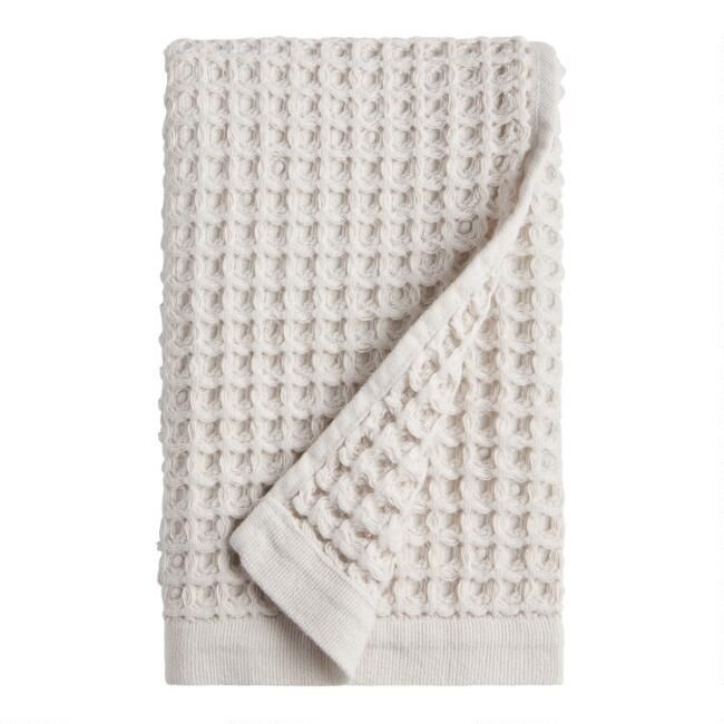 Light Gray Waffle Weave Cotton Hand Towel | World Market