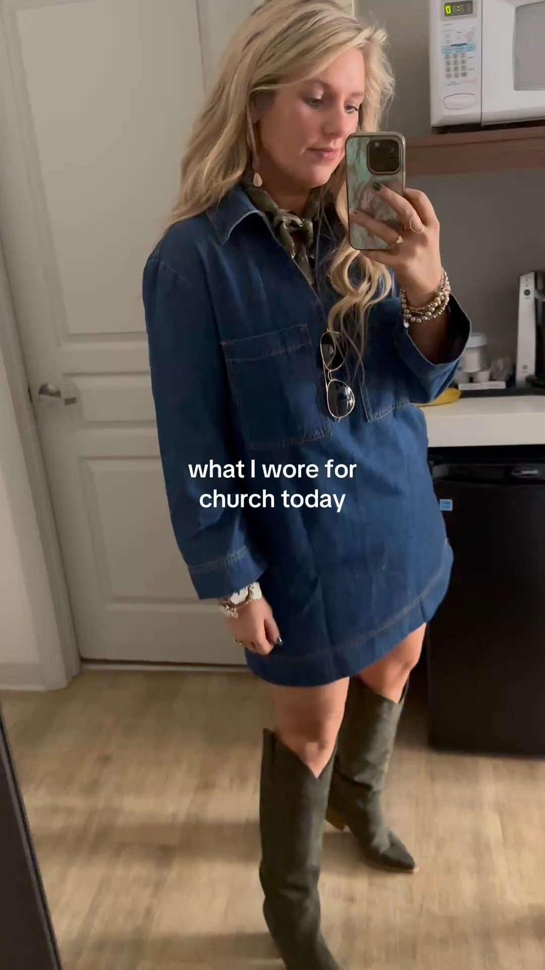 Western style outfit denim dress church outfit cowboy boots outfit 

#LTKFindsUnder50 #LTKSpringSale #LTKWatchNow