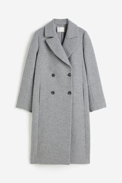 Double-breasted Coat - Gray melange - Ladies | H&M US | H&M (US + CA)