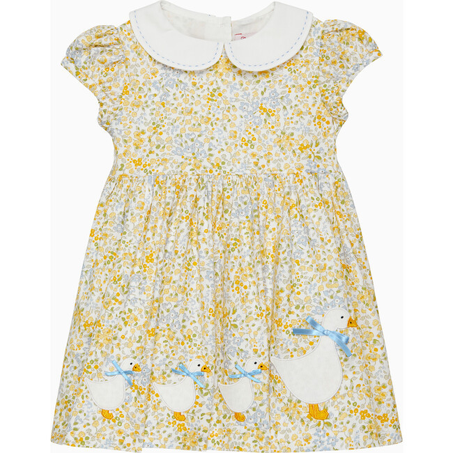 Trotters London | Little Floral Bloom Duck Dress, Lemon & Blue (Yellow, Size 12-18M) | Maisonette | Maisonette