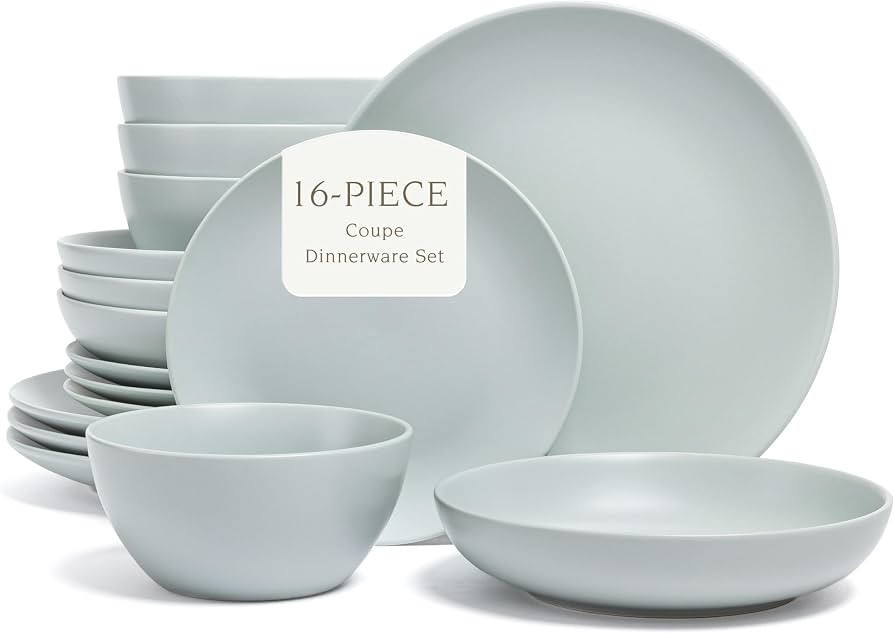 over&back Coupe Dinnerware Set - Stoneware Dishes - Comes with 4 Dinner Plates, 4 Salad Plates, 4... | Amazon (US)
