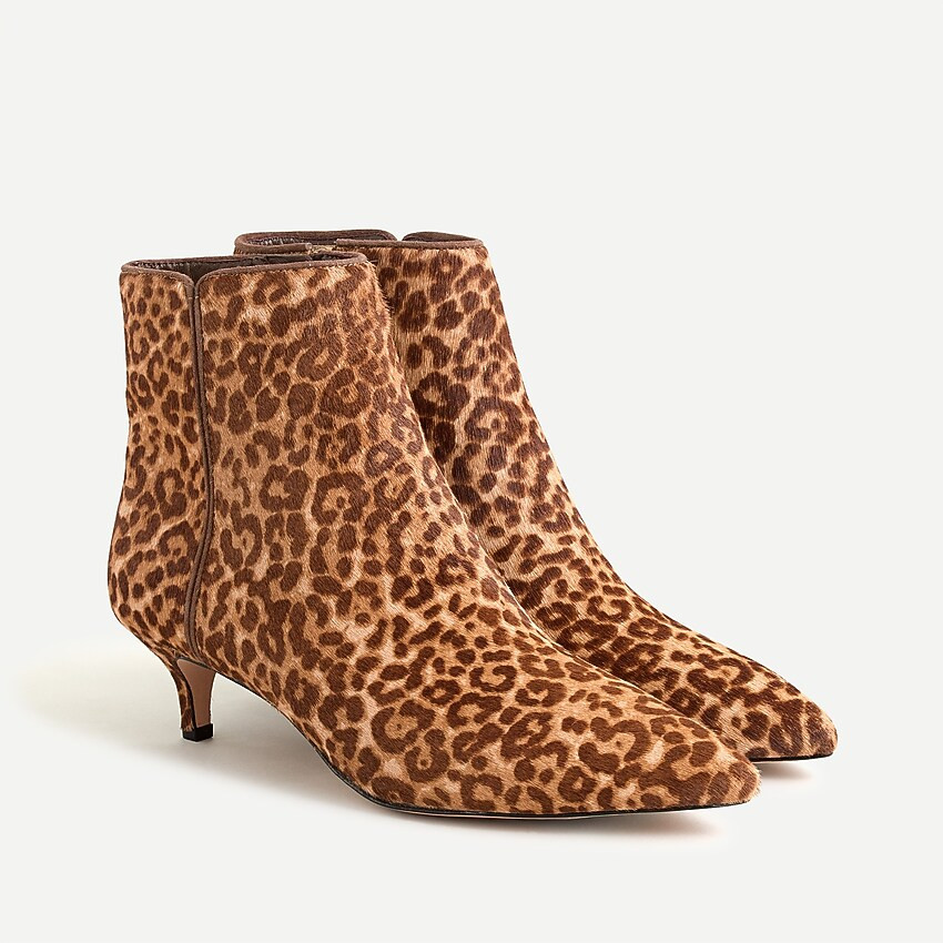 Fiona kitten-heel ankle boots in leopard calf hair | J. Crew US