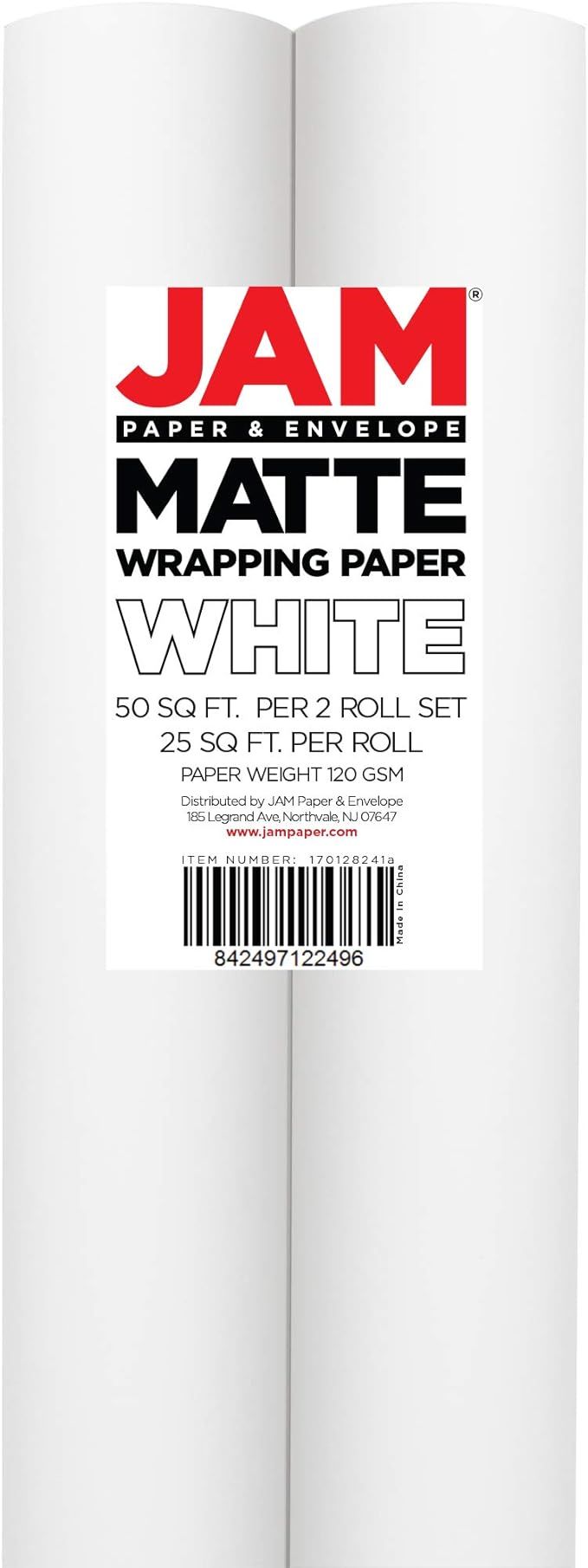 JAM PAPER Gift Wrap - Matte Wrapping Paper - 50 Sq Ft Total - Matte White - 2 Rolls/Pack | Amazon (US)