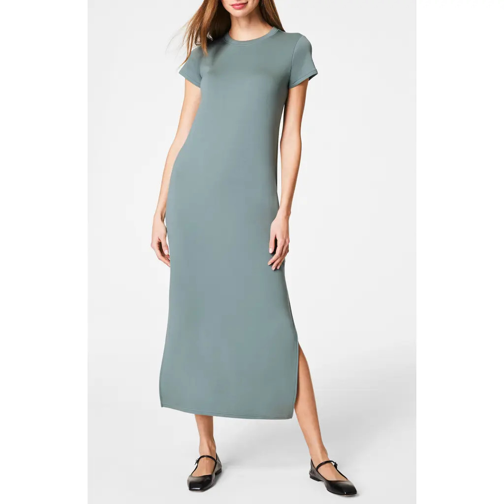 SPANX® AirEssentials Stripe Side Slit Maxi Dress in Fennel at Nordstrom Rack, Size Large | Nordstrom Rack