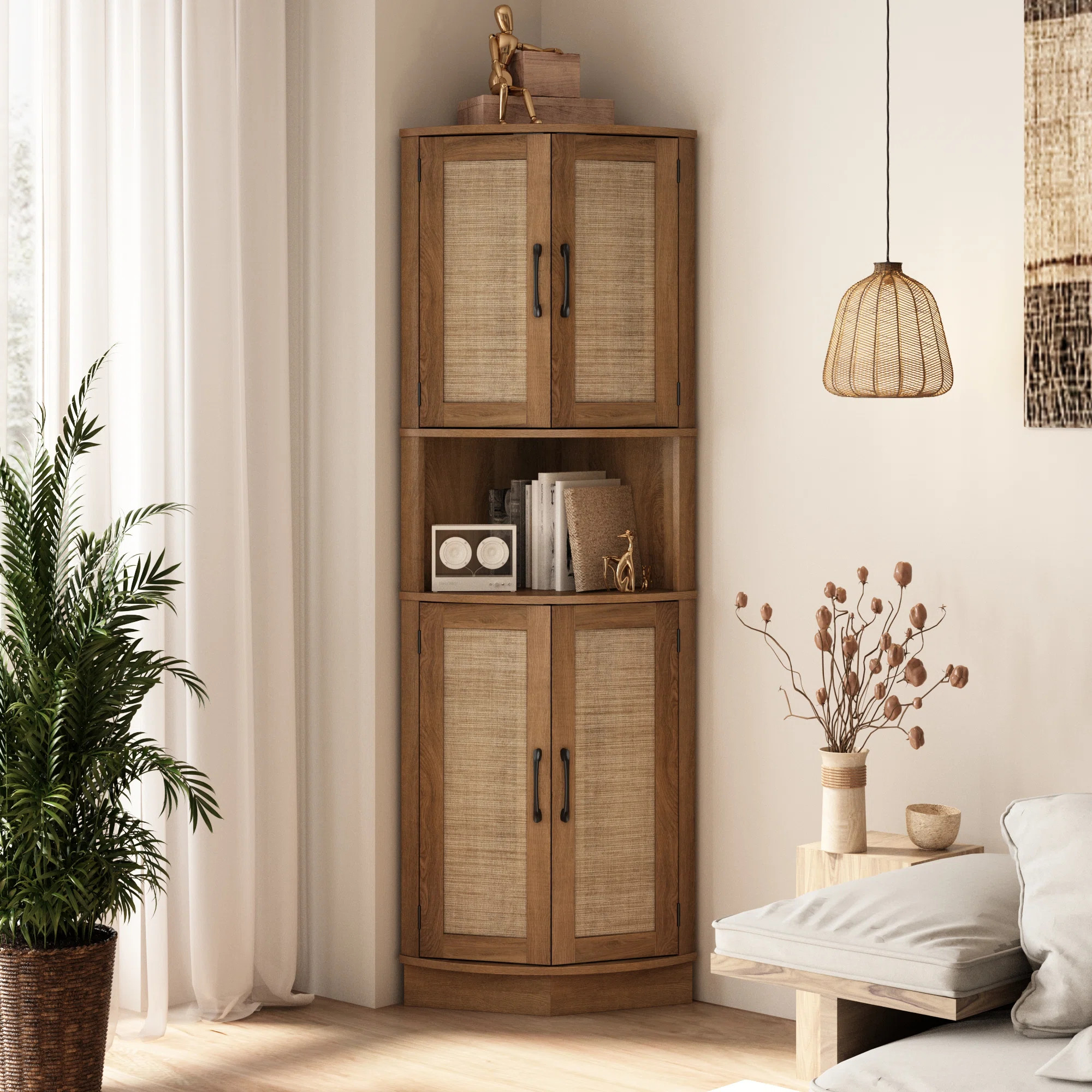 Ciauna 64.7''H Corner Cabinet with Adjustable Shelves | Wayfair North America