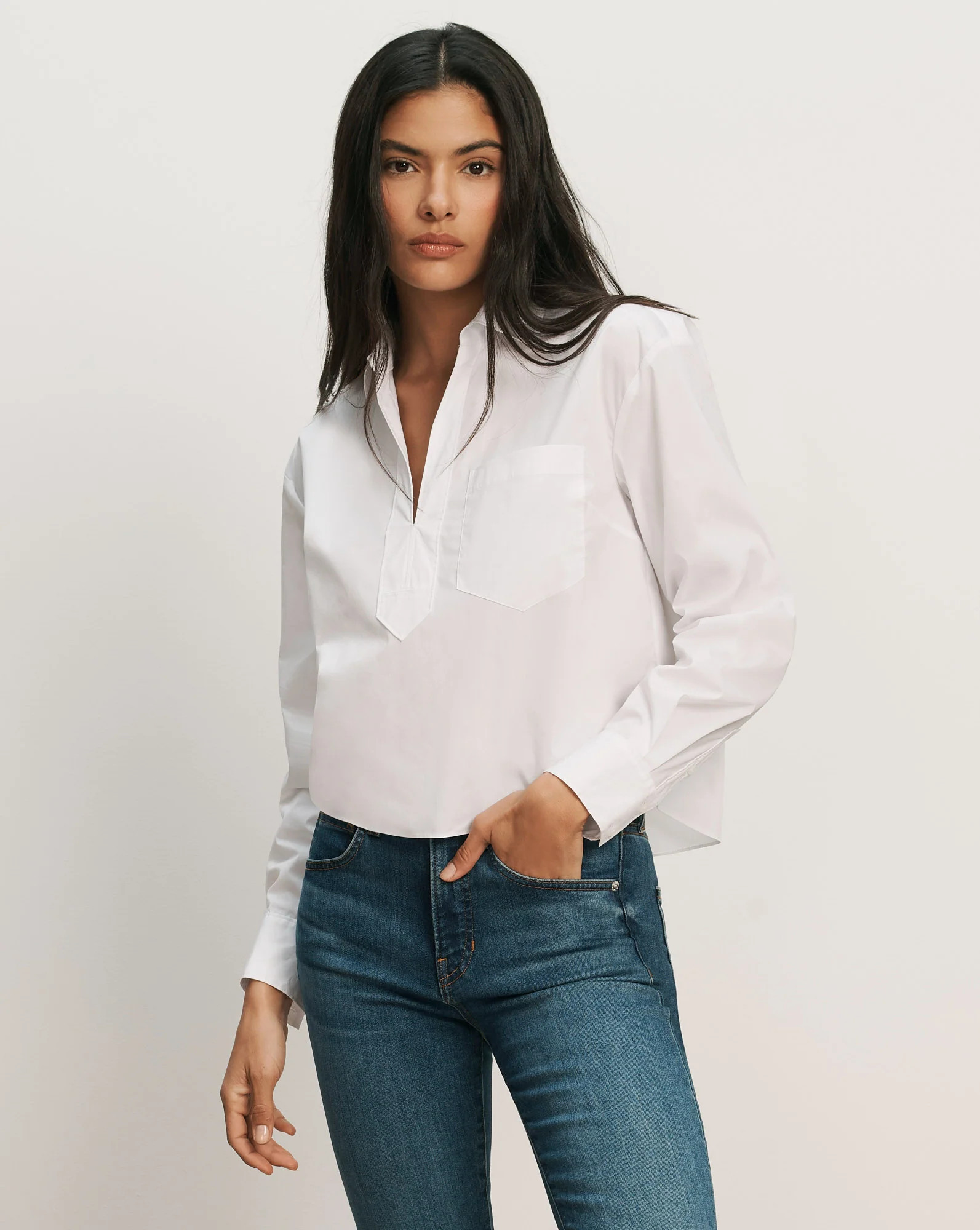 Khai Poplin Top in White | Veronica Beard | Veronica Beard