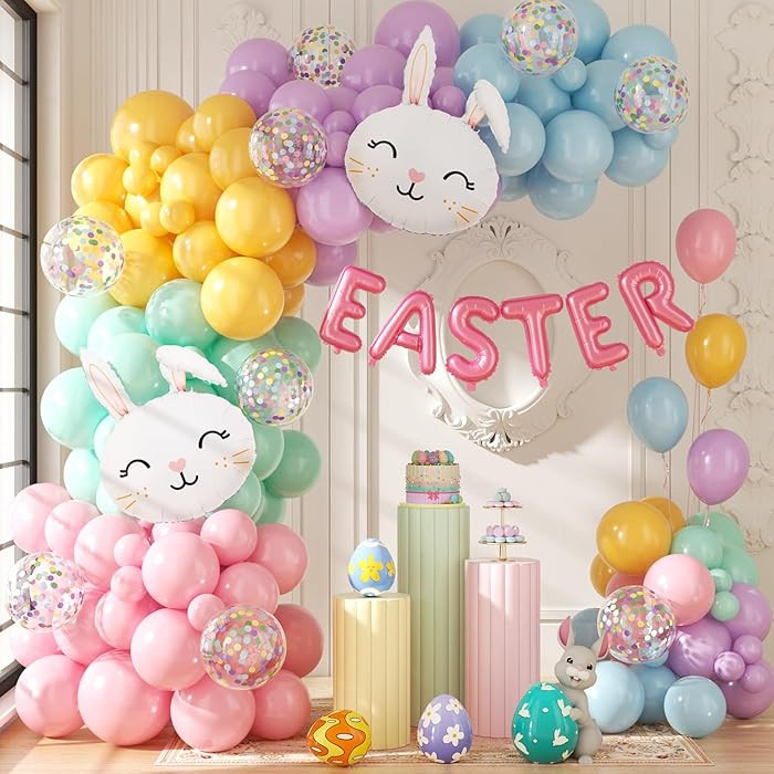 Easter Decorations Indoor Outdoor Balloon Arch Kit, Rainbow Easter Balloon Garland Kit,Happy East... | Amazon (US)