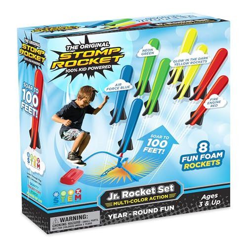 Stomp Rocket Jr Multi-Color Rocket Launcher for Kids, 8 Rockets - Fun Outdoor Kids Gifts for Boys & Girls - STEM Toy Foam Blaster Set Soars Up to 100 Feet - Ages 3 & Up | Amazon (US)
