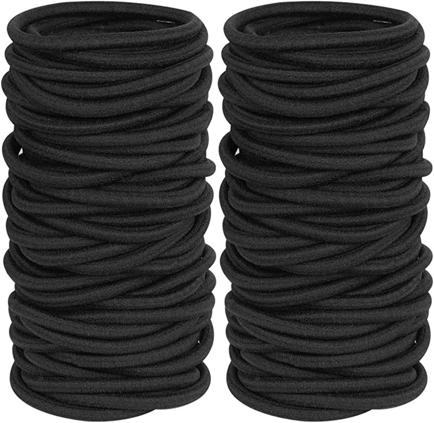 120 Pieces Black Hair Ties for Thick and Curly Hair Ponytail Holders Hair Elastic Band for Women ... | Amazon (US)