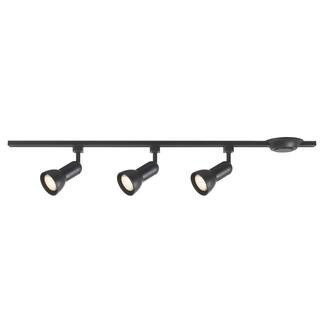Hampton Bay 44 in. 3-Light Black R20/PAR20 Medium-Step Linear Track Lighting Kit 804739 - The Hom... | The Home Depot