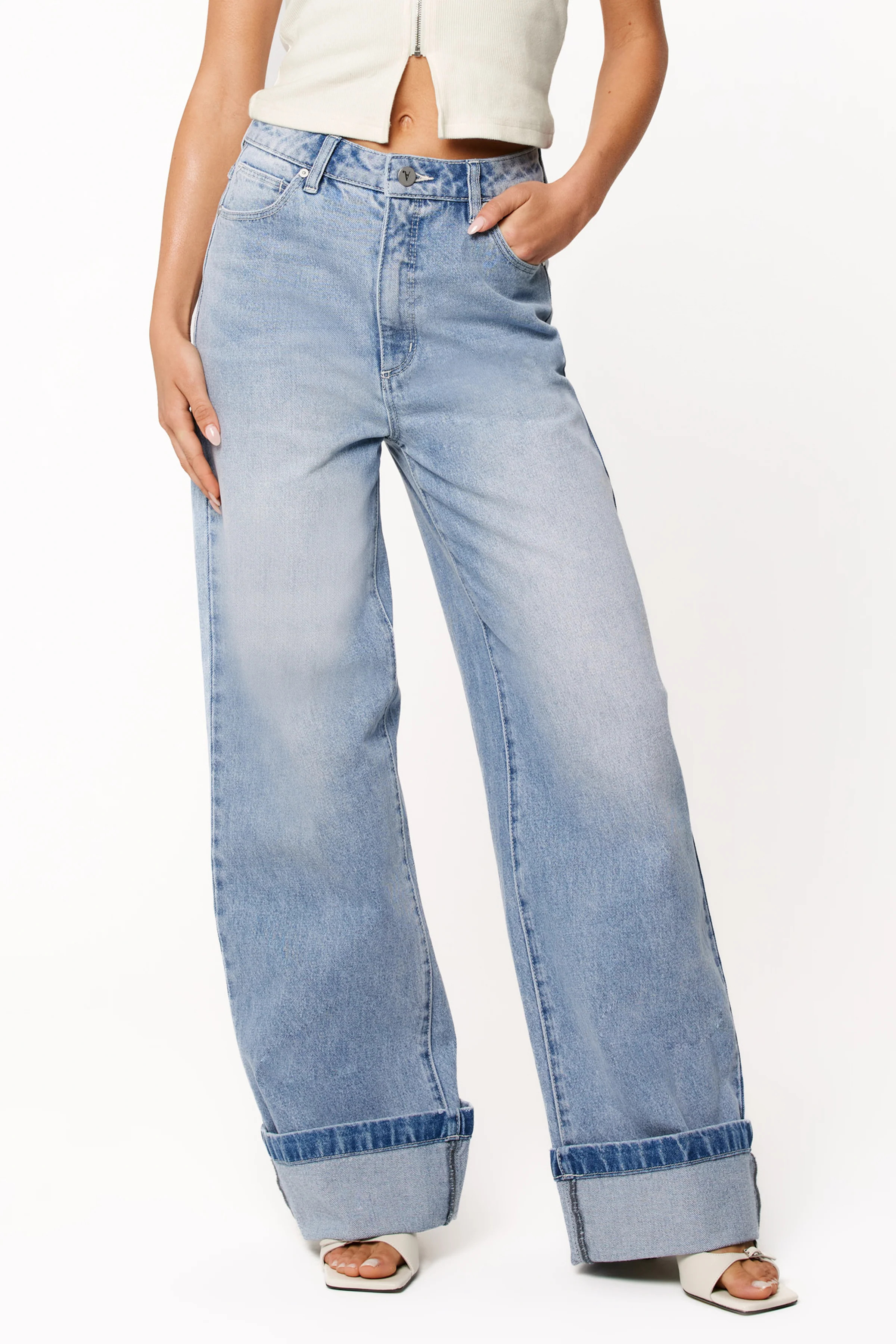 Abrand 94 High Wide Jeans - Jordan Worn Turn Up | Petal & Pup (US)