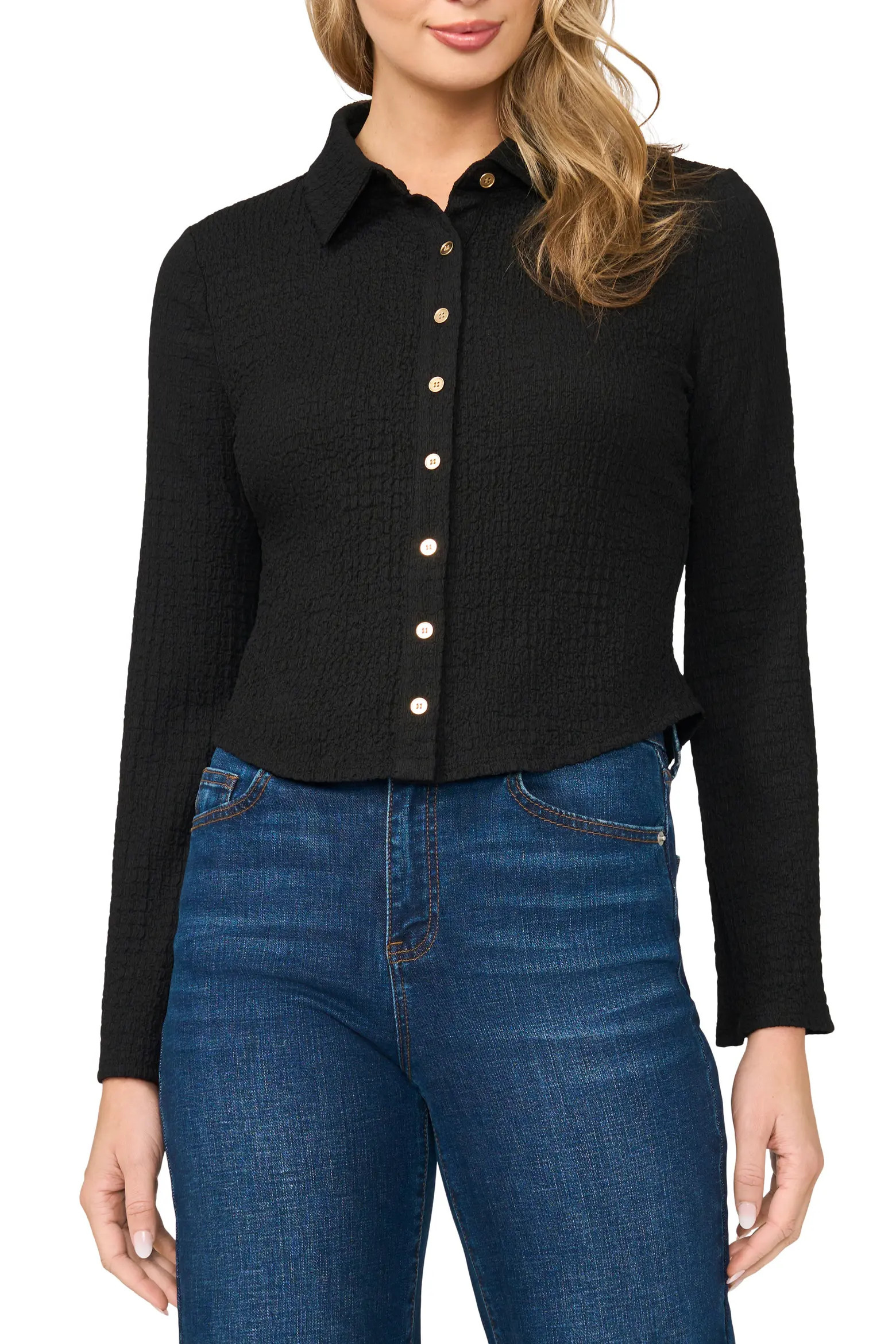 Flare Sleeve Knit Button-Up Shirt (Women) | Nordstrom | Nordstrom