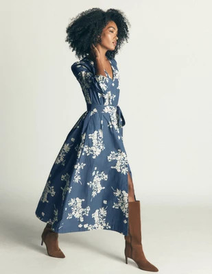 Boden Women's Nicola Cotton Midi Dress in Blue | Size 4 | Boden (US)