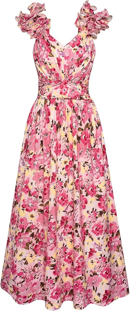 GRACE KARIN 2025 Women's Summer Floral Print Dress Sleeveless Casual Flowy Sundress A Line Ruffle... | Amazon (US)