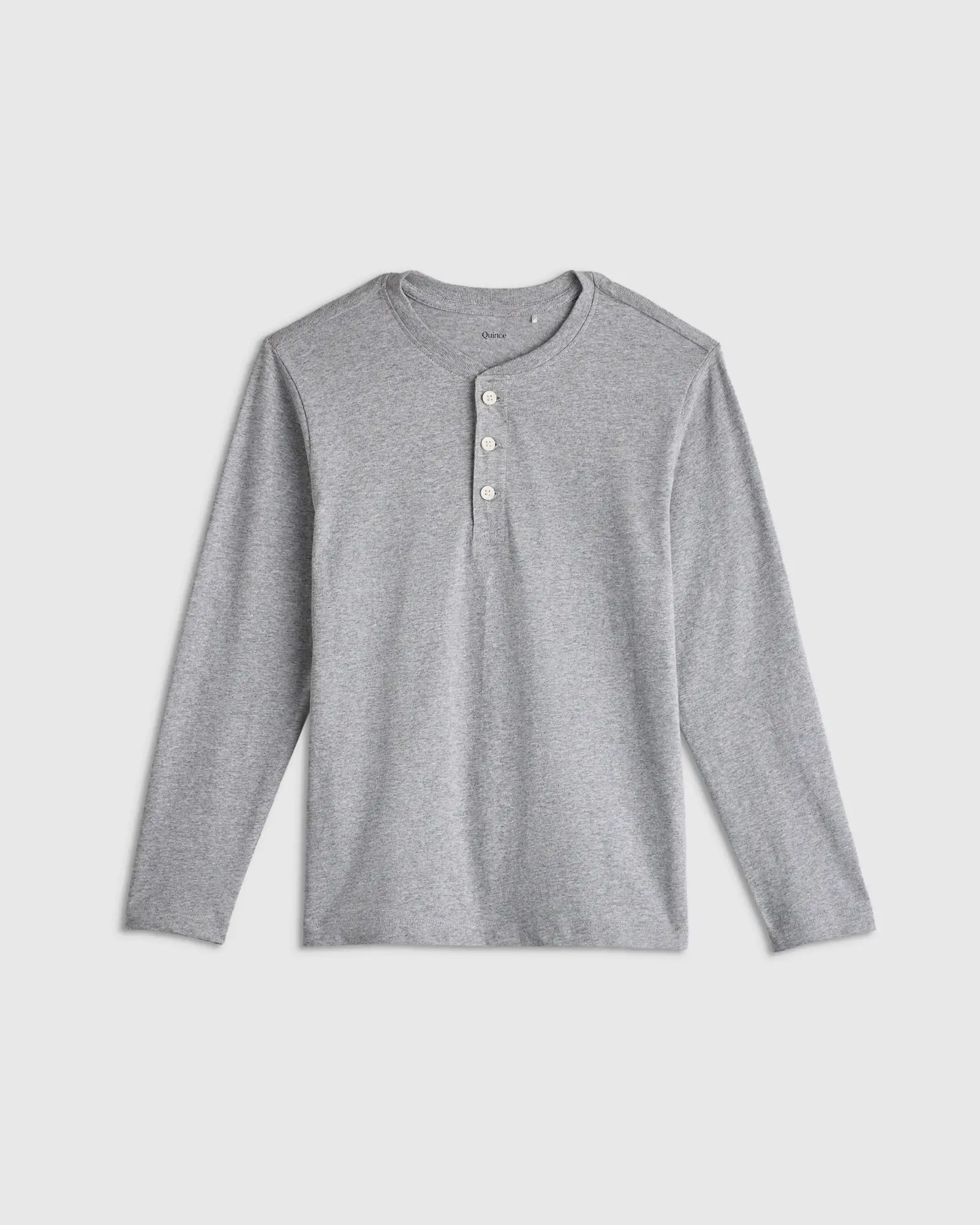 100% Organic Cotton Long Sleeve Henley Tee - Kid Boy in Heather Grey | Quince