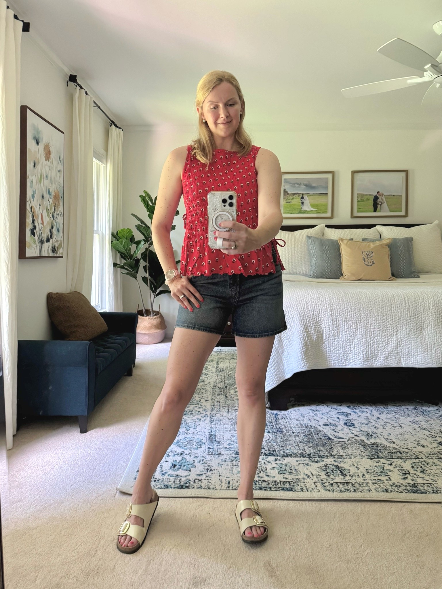 Red white and blue outfit idea - Fourth of July look

Smocked top & flattering high waisted jean shorts

#LTKmomlife #LTKdayinmylife