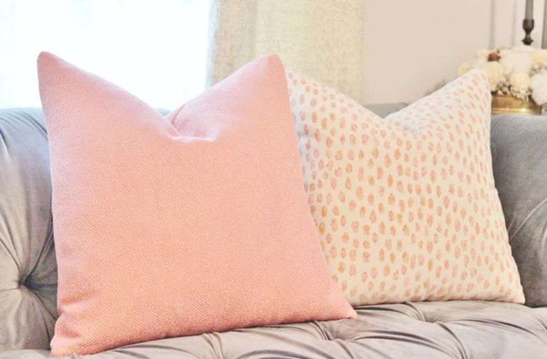 Pink Pillow Cover - Outdoor Pillow Cover - Peach Pink Animal Pillow Covers - Designer Decorative ... | Etsy (US)