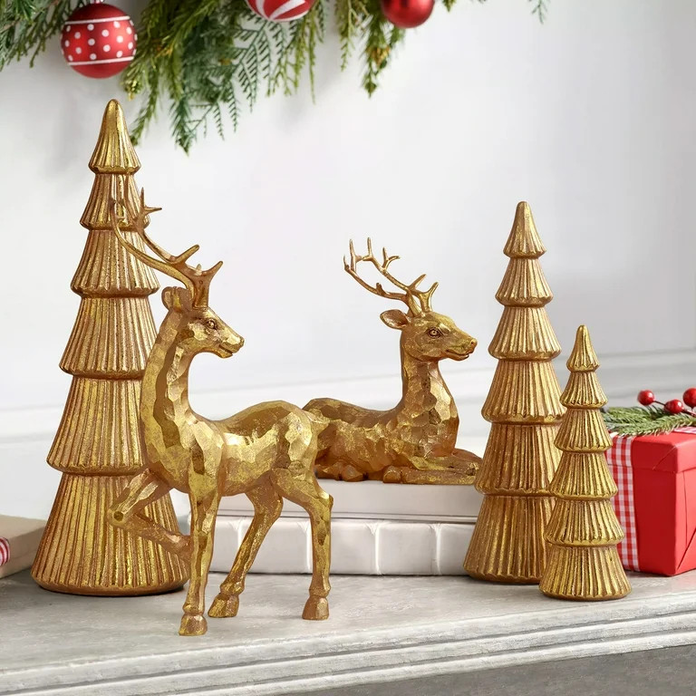 Ayieyill 5PCS Tree and Reindeer Decortion, Christmas Tree Reindeer Figurines, Christmas Decortion... | Walmart (US)