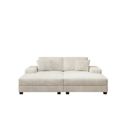 TIRAMISUBEST Corduroy Fabric Sectional Sofa, Convertible Combination Sofa, Modular Design Double Lounge Chair, Beige | Target