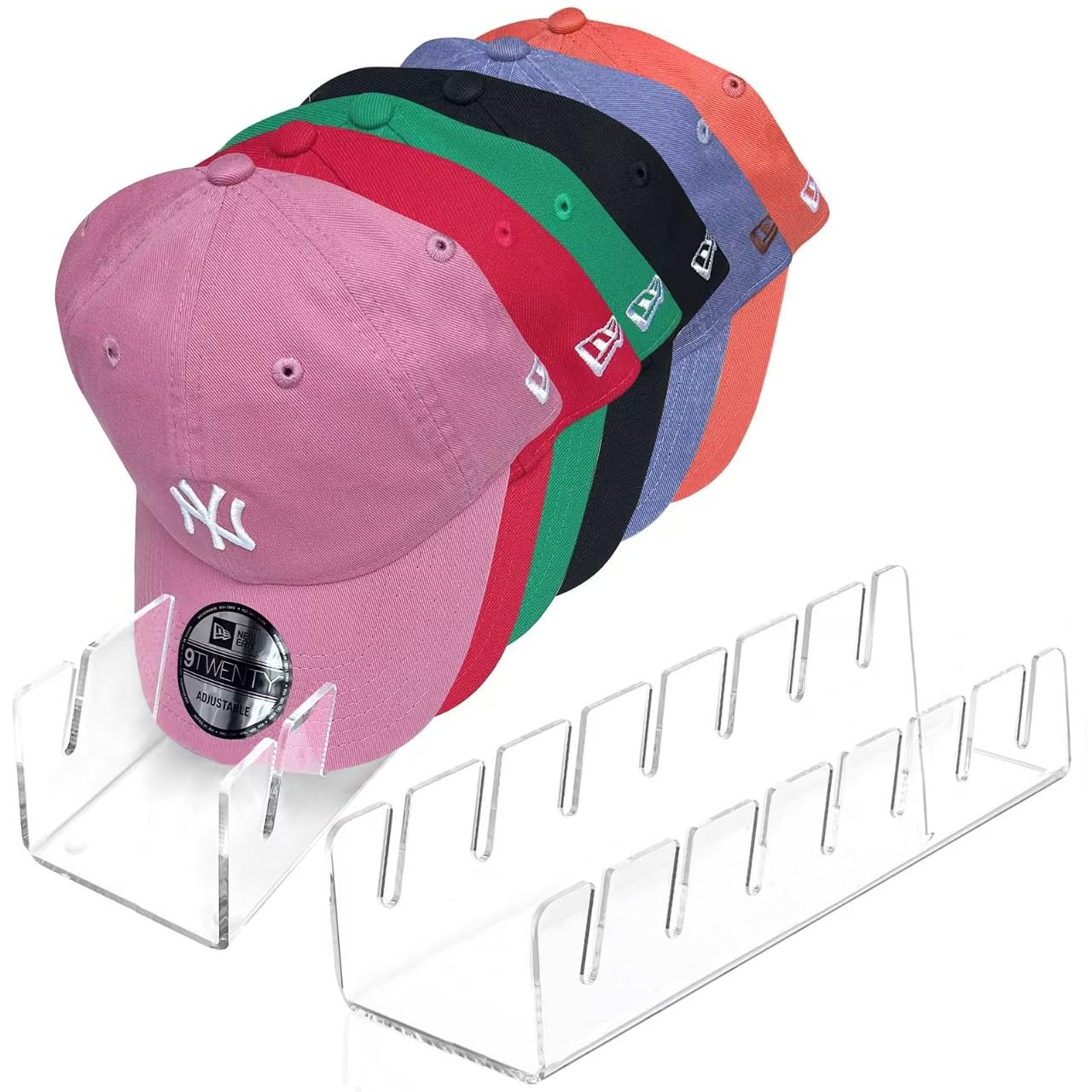 Hat Stand for Baseball Caps, Hat Organizer, 2 Pcs No Install Acrylic Hat Organizer for 14 Basebal... | Amazon (US)
