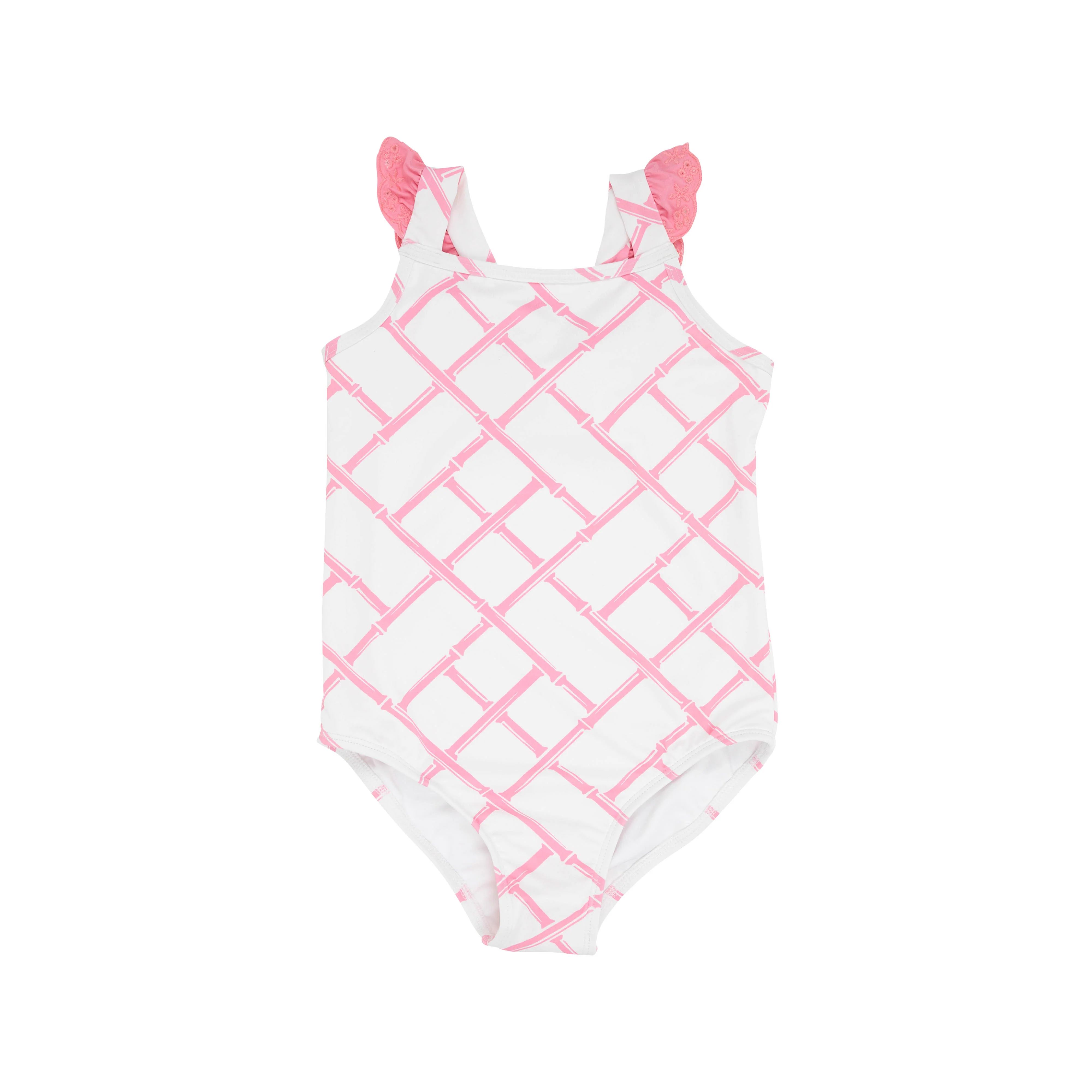 Long Bay Bathing Suit - Bamboo Proverbs with Hamptons Hot Pink | The Beaufort Bonnet Company