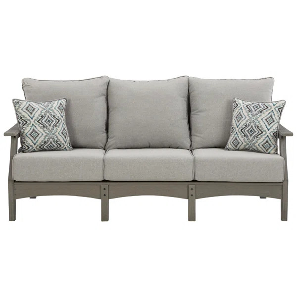 Folkea 78" Wide Outdoor Wicker Patio Sofa with Cushions | Wayfair North America