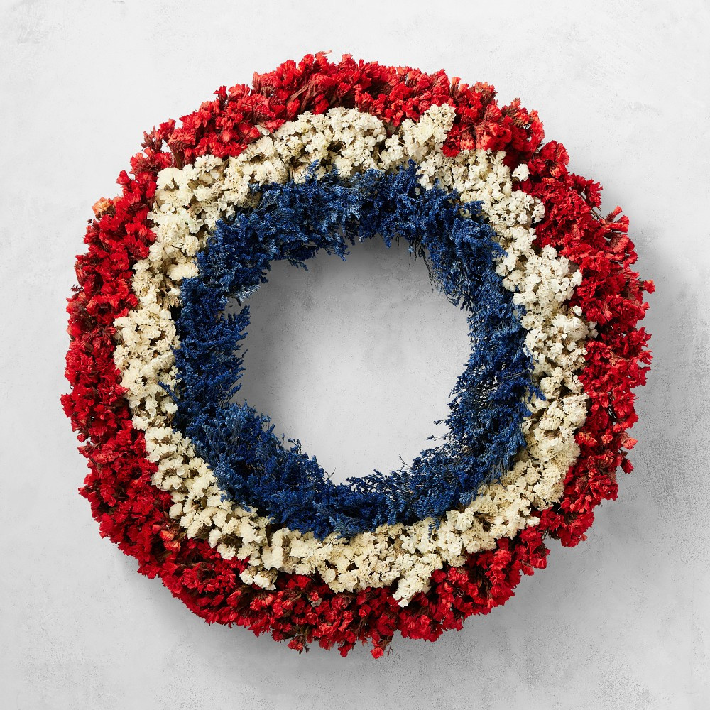 4th of July Stars & Stripes Live Wreath, 20" | Williams-Sonoma