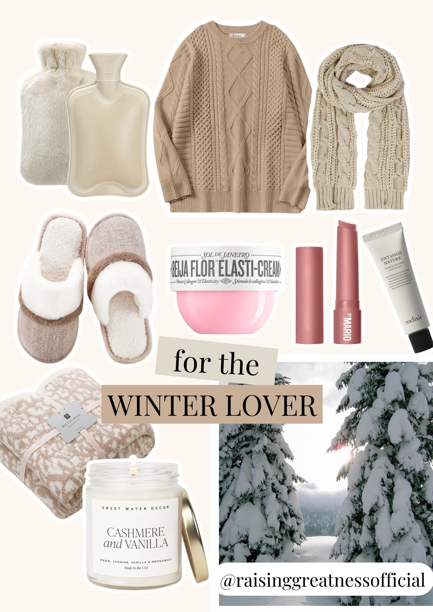 Embrace the cozy magic of winter with these must-haves! 🕯️ Light a cashmere and vanilla candle for ultimate relaxation, and stay warm with a hot water rubber compress, cozy slippers, and a soft throw blanket. Wrap yourself in style with a knitted scarf and an oversized crewneck sweater. Indulge in self-care with the hydrating MoistureGlow™ Plumping Lip Serum, Beija Flor™ Elasti-Cream, and Vegan Hand Cream #Untamed Nature. 🧣✨ Winter vibes never felt so chic and comforting! #WinterLover #CozyVibes #SelfCareSeason #WinterEssentials #ColdWeatherStyle

#LTKSeasonal #LTKGiftGuide #LTKHoliday