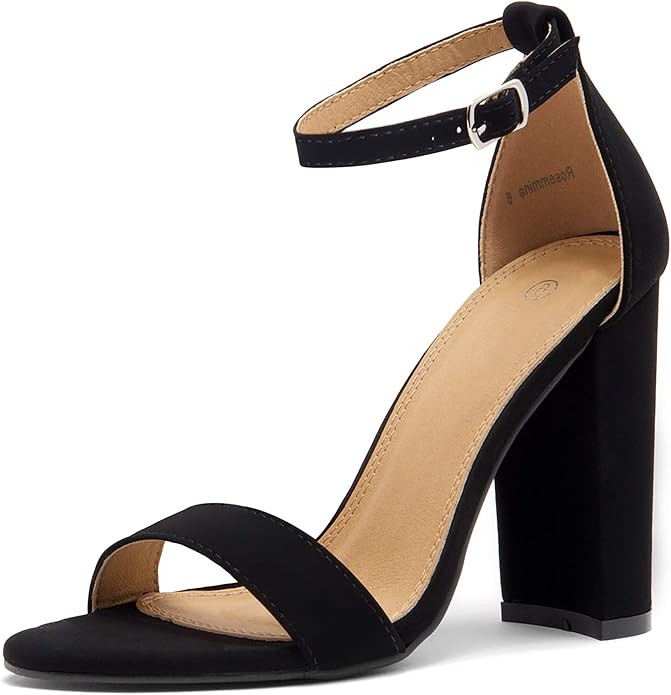 Herstyle Rosemmina Womens Open Toe Ankle Strap Chunky Block High Heel Dress Party Pump Sandals | Amazon (US)