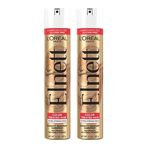 L'Oreal Paris Hair Care Elnett Satin Extra Strong Hold Hairspray For Color Treated Hair, Long Lasting Plus Humidity Resistant Hair Spray, 11 oz, (Pack of 2) | Amazon (US)