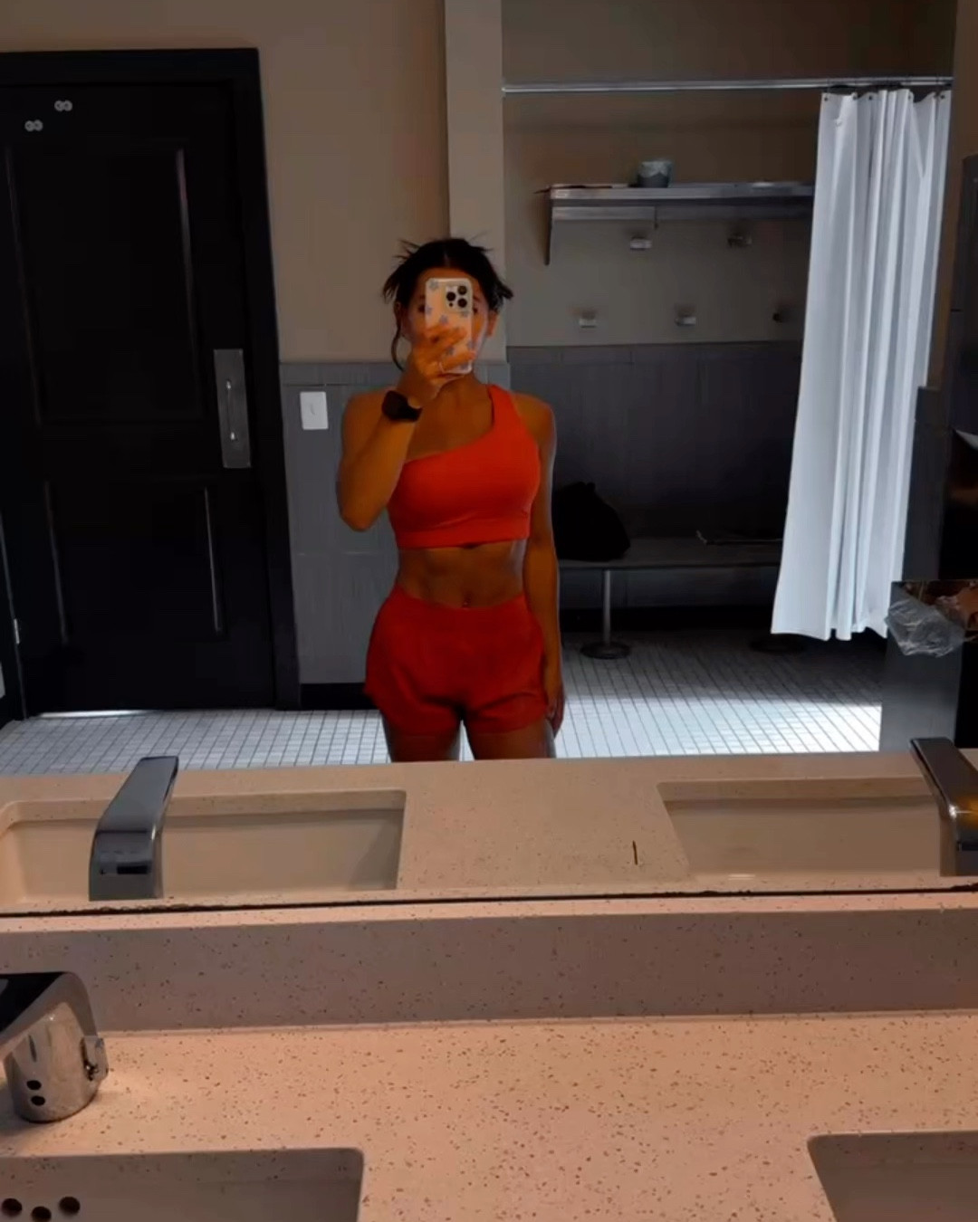 Matching gym outfit
Cardio workout fitness 

Size 4 or size XS or S- one shoulder sports bra

Size 4 or size XS in 3” shorts

#LTKActive #LTKSaleAlert #LTKPetite