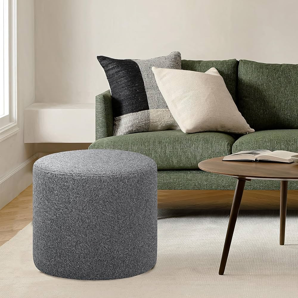 Lifestyle Solutions 19” Wentworth Ottoman Round Soft Sherpa Bench, Stationary Ottomans, Backles... | Amazon (US)